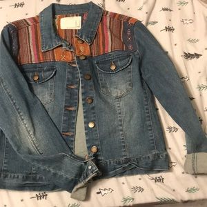 Denim jacket with unique woven shoulders